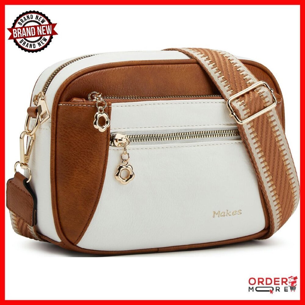Small Vegan Leather Crossbody Bag Adjustable Strap Water-Resistant